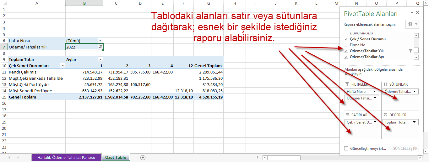 Logo Go 3 Kullananlar İşletme Yöneticileri İçin Haftalık Ödeme Tahsilat Raporu Excel Ortamında - Ozan Bilgisayar Ticari Yazılım Danışmanlık