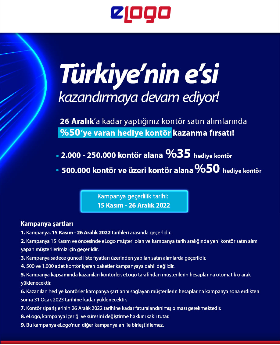eLogo Hediye Kontör Kampanyası - Ozan Bilgisayar Ticari Yazılım Danışmanlık Diyarbakır Logo Bayisi